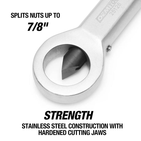 Close-up of Heavy Duty Nut Splitter Tool For Removing Rusty, Broken Or Damaged Nuts Without Damaging Bolt Threads, Manual Nut Breaker.