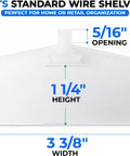 Clear Wire Shelf Label Holders 3.4 Inch Kit With Snap On Clips details shown with size fit for standard wire shelves.