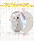 DIY Button Maker Kit With 55 Mm Pin Badges showing a cat image design on a round badge with clear cover and pin back.