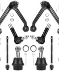 Ram 1500 2WD Front Upper Control Arm With Ball Joints Kit For 2002 2003 2004 2005 Dodge Ram 1500 Includes Outer Tie Rod End And Inner Tie Rod End Sway Bar Links Suspension Kit 10 Piece showing control arms, tie rods, and ball joints