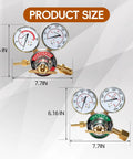 Pro Grade Oxygen And Acetylene Regulator Kit For Torch Welding With CGA540 And CGA510 Inlets Delivers 0 To 200 PSI Output From A 0 To 4000 PSI Inlet Includes Nine Sixteenth Inch Outlet Thread And One Quarter Inch Hose Connector, size chart with dual gauges