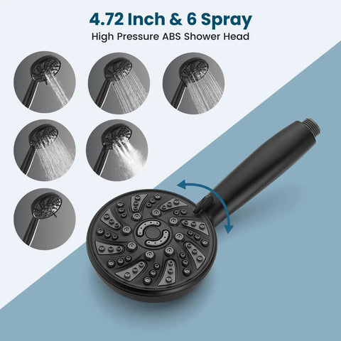 Rock Solid Matte Black Tub And Shower Faucet Set With Internal Valve Six Spray Handheld Head For Smooth Bathroom Upgrades And Hassle Free Daily Use