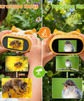 Cool 2-In-1 Kids Microscope And Telescope With 1000X Digital Zoom, HD Portable Science Toy For Ages 4-12, Learn Plants Insects And Birds, Educational Birthday Gift, Yellow held by child outdoors