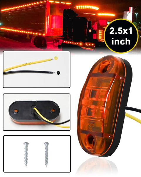 12 Pack 2.5 Inch LED Trailer Lights Kit Front Rear Side Marker Clearance Lit Indicator Lamps Amber And Red DC12 24V Waterproof Universal