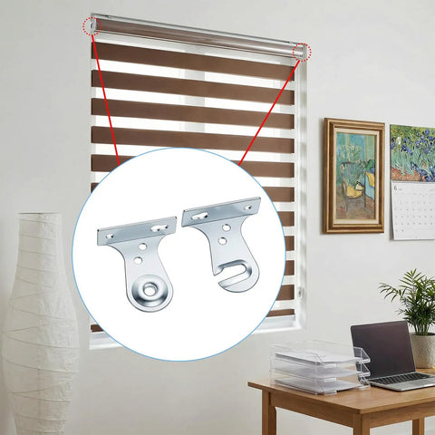 Metal Window Shade Brackets 8 Pieces Outside Mount Roller Shade Brackets with screws in home office setting