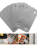 12 Pack Stainless Steel Flat Brace Brackets Two Point Four By One Point Five Inch Mounting Plates For Wood Furniture Repair With 5mm Hole Spacing Silver Mending Plates For Shelves Cabinets And DIY Projects.