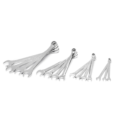 15 Piece Metric 12 Point Combination Wrench Set With Tool Roll For Easy Carry Heavy Duty Chrome Alloy Steel Off Corner Box End Grips