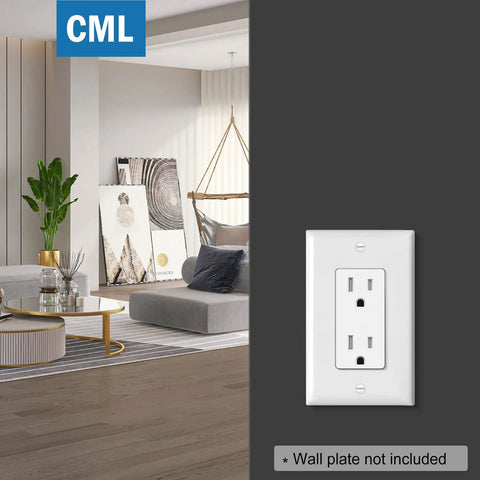 Tamper Resistant Decorator Wall Outlet 15 Amp 125V Electrical Receptacle 2 Pole 3 Wire Residential Grade UL Listed in modern room