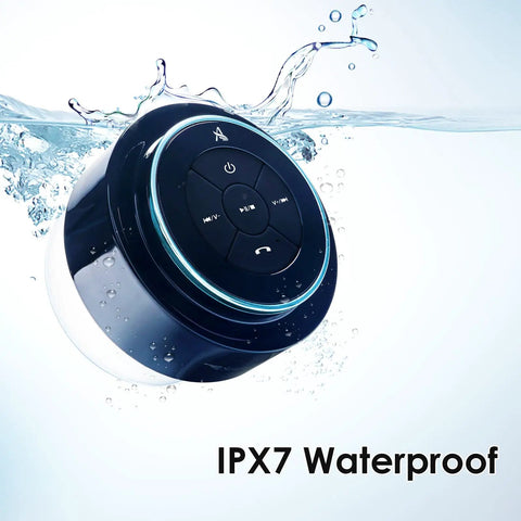 Upgraded Pro Shower Speaker With IPX7 Waterproof Bluetooth Suction Cup Mount shown submerged in water