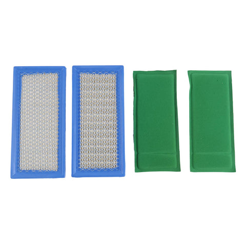 2 Pack 710266 Air Filter With Pre Filter For 9 To 15 HP Single Cylinder Vanguard Engines showing two blue filters and two green pre-filters