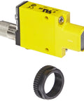 Mini Beam Photoelectric Sensor With Polarized Retroreflective Sensing, Visible Red LED, 3 Meter Range, M18 Mount, yellow housing
