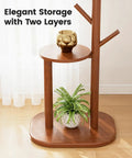 Freestanding Coat Rack With 8 Hooks And Storage Shelf, Solid Wood Base, 66.3-Inch Tall Hall Tree For Coats, Hats, And Bags