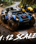 One Twelve Scale Fast RC Truck With Dual Batteries 45 KPH 4WD Off Road Monster RC Car for adults and kids racing on muddy track