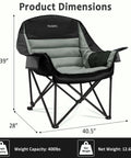 Beefy Heavy Duty Oversized Camping Chair With Side Pocket And Cup Holder Portable Folding Outdoor Chair for Adults Up To 400 Lbs