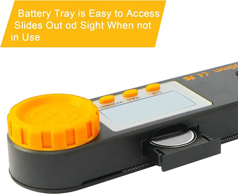 Digital Angle Finder Tool 7 Inch 0 To 360 Degree Protractor with orange battery tray and LCD display