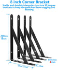 8 inch corner bracket for Gate Frame Kit With 8 Inch Hinges And Gate Latch For Wooden Shed And Barn Doors, alloy steel, black coating