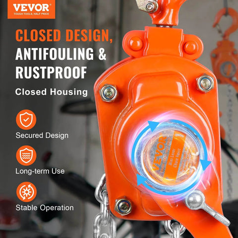 Manual Lever Chain Hoist Quarter Ton Come Along Ten Ft G80 Chain Weston Style Dual Pawl Brake with closed design