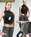 Clip And Go Phone Lanyard With Wallet Crossbody Strap Detachable RFID Wristlet Wallet With ID Window Zipper Pocket Adjustable Black