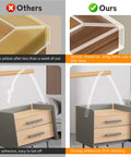 Solid Go To Clear Edge Protector Tape, 1.5 Inch X 6.6 Feet, shows comparison of tape's durability and strength on furniture edges.