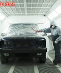 Person using HVLP Spray Gun Kit With 3 Nozzle Sizes 1.0mm 1.4mm And 1.8mm For Auto Paint And Primer on car in spray booth