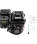 Beefed-Up 212cc 7.5HP 4 Stroke Gas Engine Motor For Mini Bikes And Go Karts showing pull start, air filter, and manual.