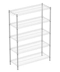 Heavy Duty 5 Shelf Chrome Wire Shelving Unit With 48 Inch Long Shelves, 18 Inch Wide, 72 Inch Tall, Adjustable Height, Easy Assembly, Includes Clips And Hooks, Perfect Garage, Pantry, Or Utility Room Storage System, chrome wire shelves