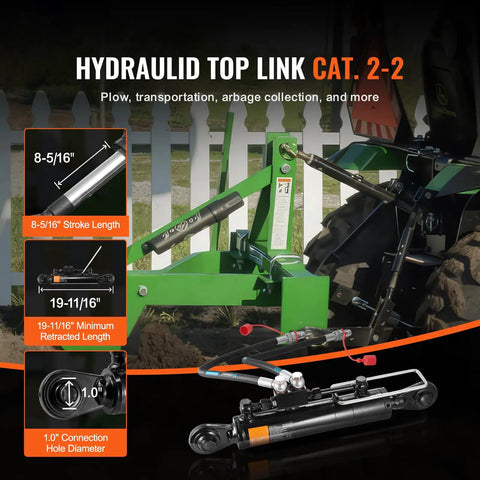 Heavy Duty Hydraulic Top Link Tractor Attachment Adjustable Cylinder Kit Knocks Out Heavy Tasks Smooth With Dual Hoses And Safety Check Valve Built Tough For Backbreaking Jobs No Sweat