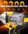 High Torque 1/2 Cordless Impact Wrench Replacing Dewalt Dcf894b showcasing 3300 RPM brushless motor and internal components.