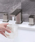 Brushed Nickel Widespread Bathroom Faucet 3 Hole 2 Handle Vanity Sink Faucet Stainless Steel With Drip Free Ceramic Disc Valves