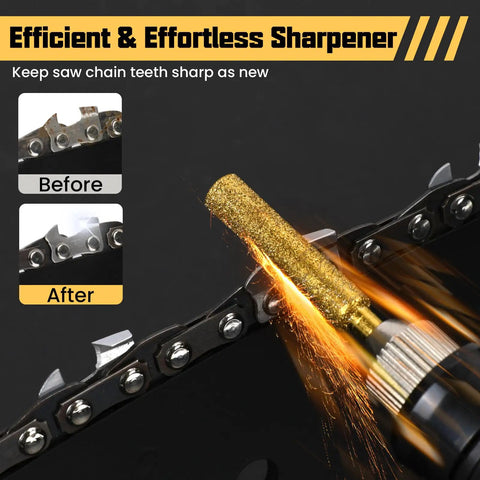 24 Pieces Diamond Chainsaw Sharpener Bits Titanium Plated High Hardness Burrs Pro Grade In Three Sizes sharpening chain teeth