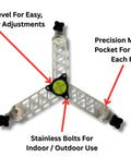 Pro Grade Aluminum Leveling Stand For Rapsodo MLM2Pro Golf Launch Monitor CNC Machined with Bubble Level and Stainless Bolts