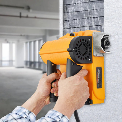 Rugged Workhorse Electric Wall Planer And Handheld Power Scraper Featuring Quick Adjust Depth Dial for stripping paint from a wall.