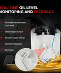 Electric Fuel Pump Module Assembly Direct Fit Drop In Replacement For Dodge Grand Caravan 2011 To 2020 3.6L V6 And Chrysler Town And Country 2011 To 2016 Ram CV 2012 To 2015 Volkswagen Routan 2011 To 2014 showing real-time oil level monitoring
