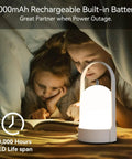 Children reading under 4000mAh Rechargeable LED Lantern Table Lamp With Cordless Power 4 Level Touch Dimming Handy Outdoor Night Light