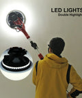 Heavy Duty 810W Drywall Sander With Vacuum Attachment And LED Light in use on ceiling, highlighting LED feature