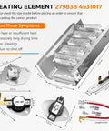 Beefed Up 279838 Dryer Heating Element Kit for Whirlpool Kenmore Maytag, includes element, thermostats, thermal fuse.