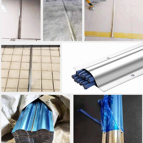 20 Pack 39 Inch Stainless Steel Cable Raceway Kit for home and outdoor use shown with wires, mounting holes, and natural finish.