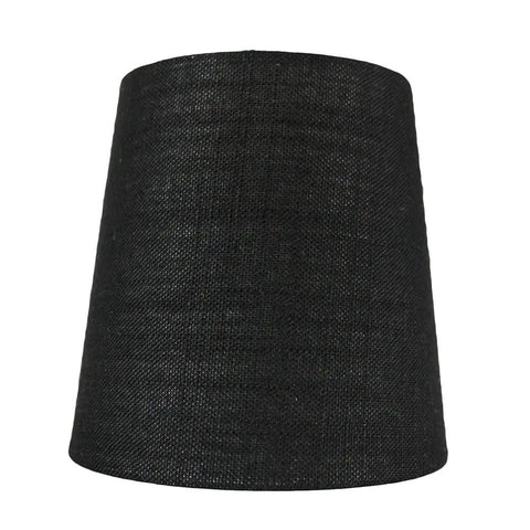 Single black linen lampshade for chandelier, hardback linen fabric, clip-on fitter, 4 inch top, 5 inch bottom, 5 inch height.