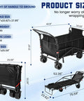 Heavy Duty Folding Wagon 2-In-1 Collapsible Cart For All Terrain with chair conversion, 650 lb capacity, shown folded and unfolded