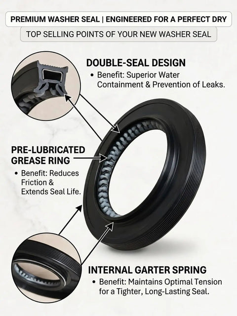 Detailed view of Heavy Duty Washing Machine Tub Bearing And Seal Rebuild Kit For Samsung Front Loaders showing double-seal design.