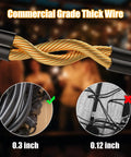 Commercial grade thick wire comparison for Go To Outdoor String Lights 96 Feet Total, Two 48 Feet Strands with 0.3 inch wire