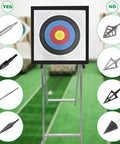 High Density EVA 20 Inch Archery Target Set For Backyard Practice with cross-section of target and acceptable arrow tips