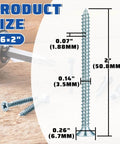 140 Piece Size 6 By 2 Inch Wood Screws Set Carbon Steel High Hardness Phillips Flat Head Rust Resistant Galvanized Finish