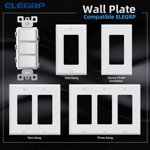 Three Paddle Decorator Rocker Light Switch For In Wall Installation 15A 120V Single Pole Electrical Paddle Self Grounding