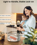 Pro Grade Sous Vide Cooker Immersion Circulator With Recipes, IPX7 Waterproof And Ultra Quiet 1100W, Fast Heating, Precise Temperature 0.1 Degree Celsius And 99.59 Hour Timer, Compact Stainless Steel Design For Effortless Chef Level Results. Slim lock-on sous vide cooker on a glass pot with salmon