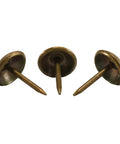 Three antique copper thumb tack push pins from 500 Piece Antique Copper Upholstery Nails And Furniture Tacks Set For An Old School Vintage Vibe In French Natural Decor, Thumb Tack Push Pins, 7/16 Inch Head, 1/2 Inch Shank, Easy Install With Tack Hammer And Nose Pliers