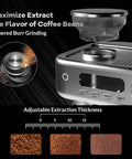 Killer Espresso Machine With Built In Grinder And LCD Display 15 Bar Professional Coffee Maker PID Temp Control showing tapered burr grinder.