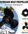 Durable 13 3/4 X 15 Aluminum Boat Propeller, 15 Spline, 3 Blades, Right Hand Rotation, Fits Suzuki Outboard Motors 50 To 140HP DF Series