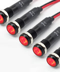 8mm Metal Indicator Light Pack Of 5 110V 120V Red Pilot Lamps With Black Anodized Aluminum Housing IP67 Waterproof