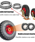 Smooth As Glass Pneumatic Furniture Caster Wheels 2 Pack featuring double ball bearings for flexible rotation under load.